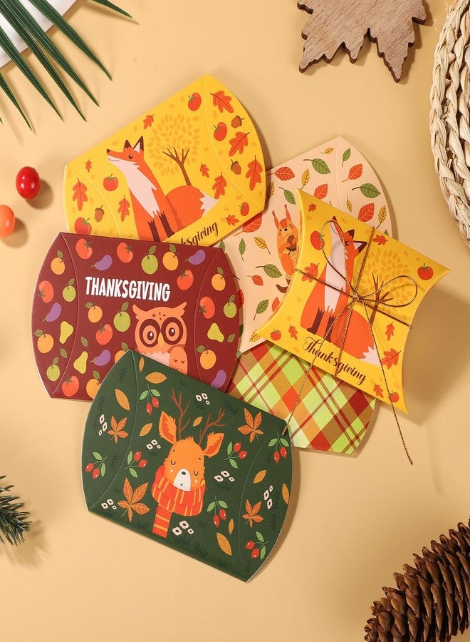 lasuroa Fall Pillow Box Set, 30pcs Autumn Gift Box Fall Theme Treat Boxes Thanksgiving Pillow Boxes Harvest Favor Boxes with Golden Rope for Thanksgiving Autumn Fall Party Supplies(Style 2) - Image 5
